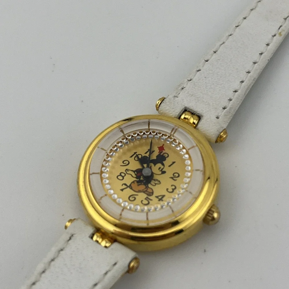 Rare Vintage Mickey Mouse Virgin Islands Orbit Watch Leather Band- New Battery